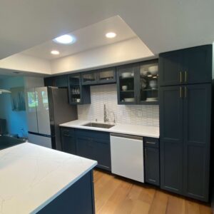 remodeled blue kitchen