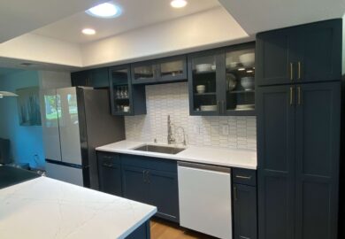 remodeled blue kitchen